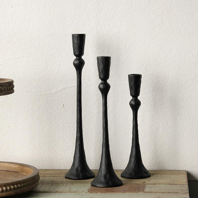 

Hammered Taper Candle Holder Set of 3 Vintage Gold Black Metal Candlestick Holders for Table Centerpiece Wedding Decor Gift чёрный