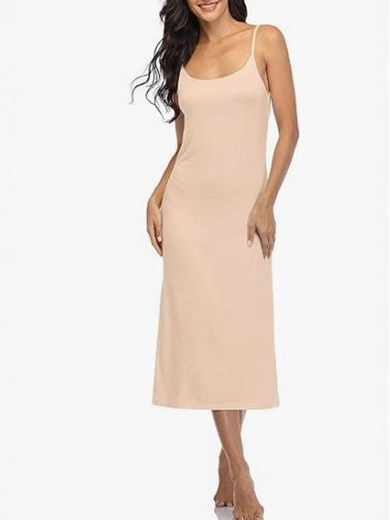 European and American Long Camisole Dress with Adjustable Straps – Soft, Round Neck Nightgown