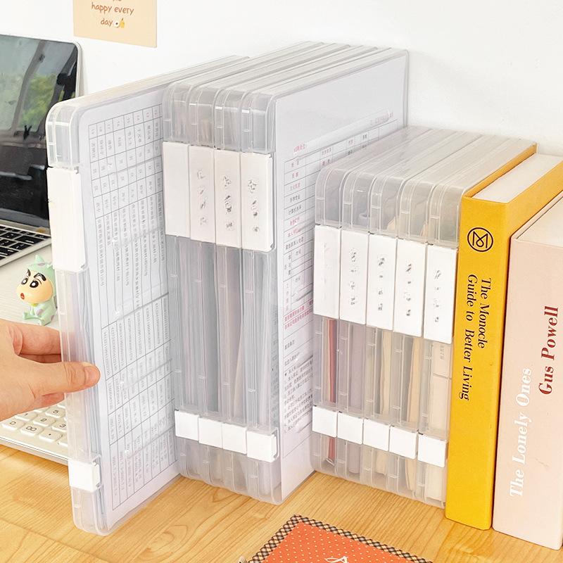 A4 File Storage Box Transparent Double Buckle Plastic Archive Box Waterproof And Dustproof Graduation Certificate Material Box