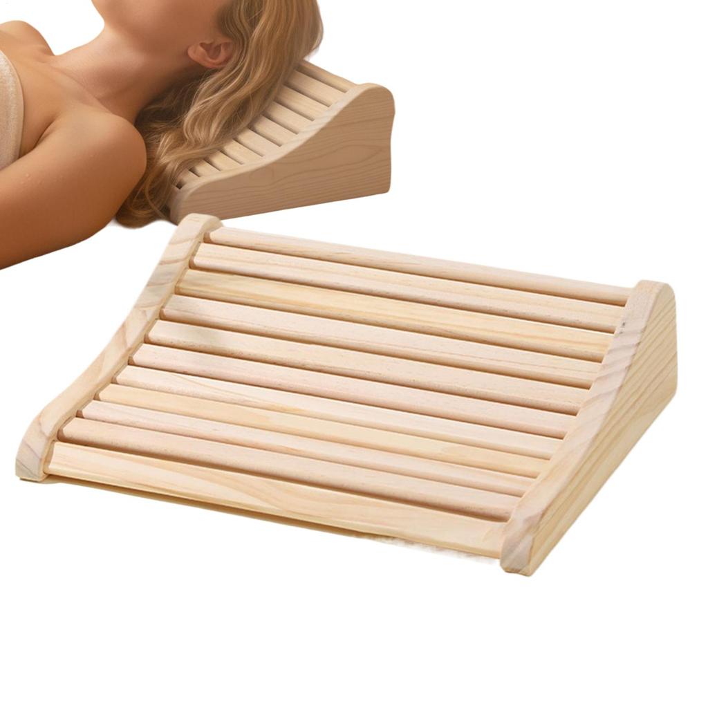 Wooden Headrest Hollow Cervical Relaxing Cushion Neck Support Pillow For Spa Gym Hotel Room Personal Relaxation Post-Workout