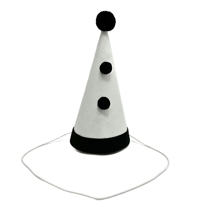 Upright Mini Party Clown Hat Accessory with Preassembled Headband for Quick Party and Costume Outfit Finishing and Styling