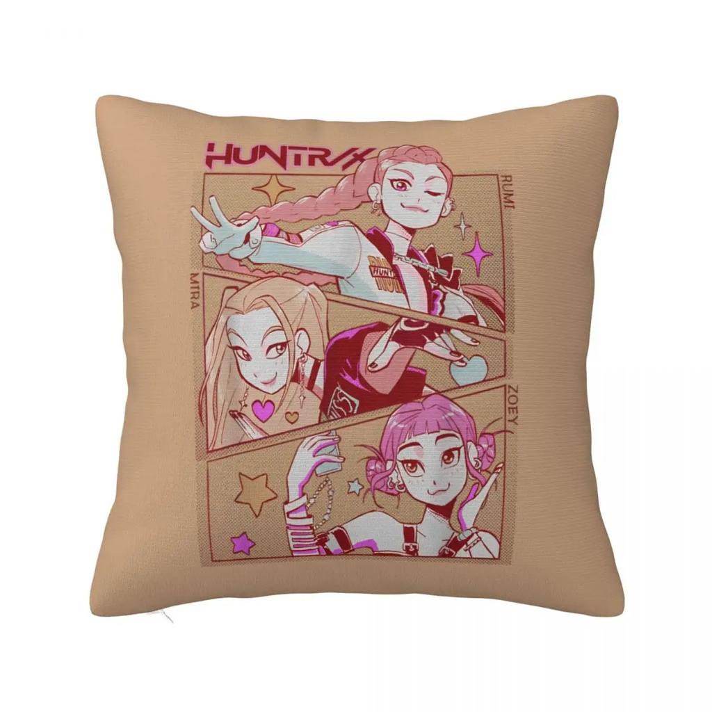 Huntrix Saja Boys KPop Demon Hunters Square Pillow Cases Cushion Cover Novelty Polyester Decorative Pillowcover for Seat 45*45cm