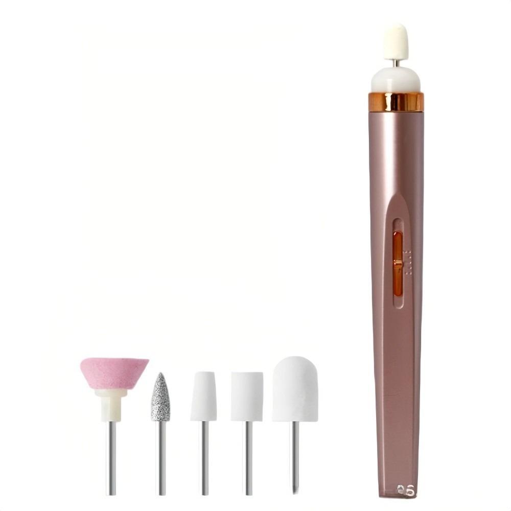 Rechargeable 5 in1 Nail Polishing Machine with LED Light Dual-speed Polishing Electric Nail Grinder 5 Grinding Heads