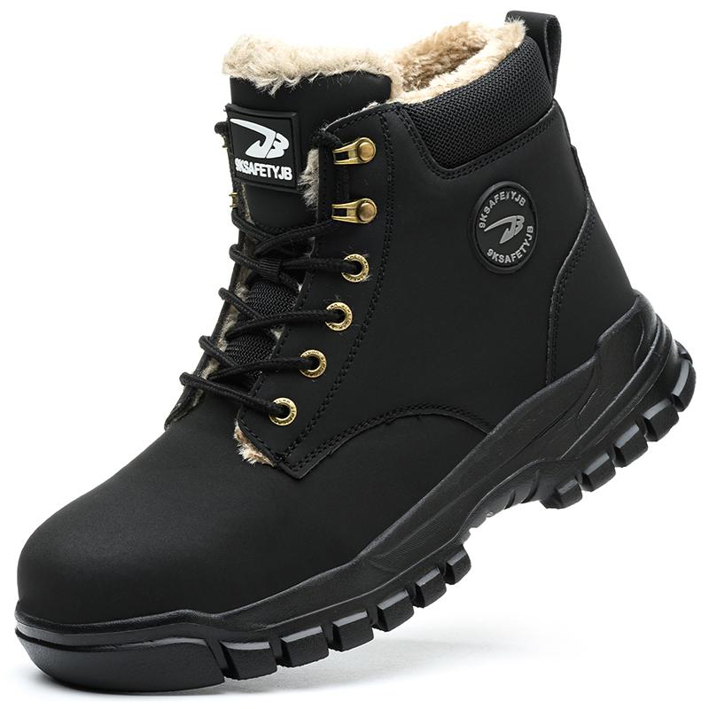 Fashion Mens Steel Toe Safety Boots Waterproof Leather Work Shoes Protective Work Boots High Top Safety Shoes Man Labor Protection Shoes