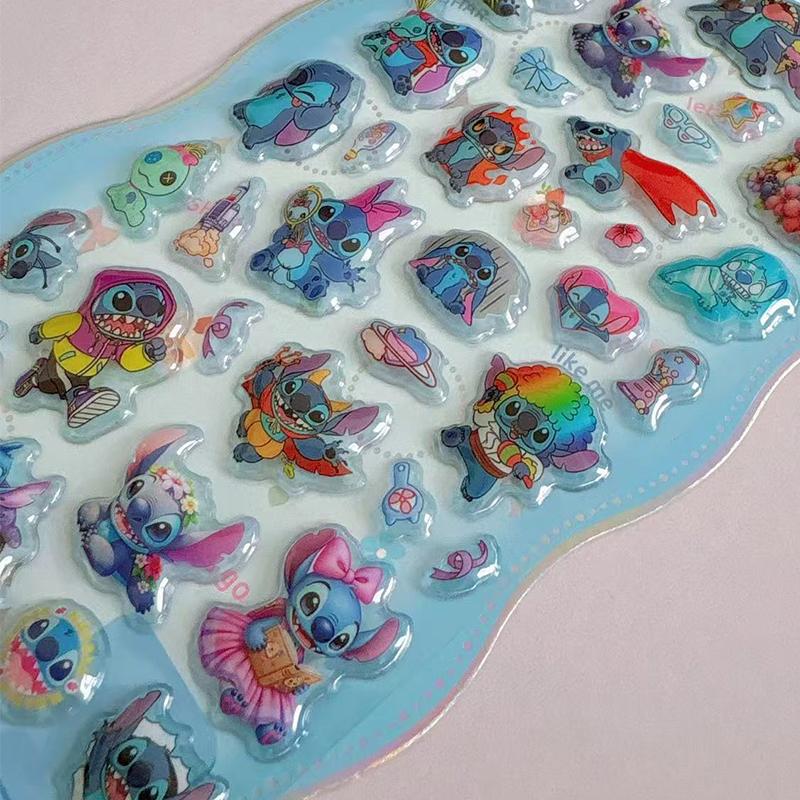 Stitch Cartoon Stationery Stickers for DIY Journals, Scrapbooks, School Supplies, Assorted Patterns, Self-Adhesive, Waterproof