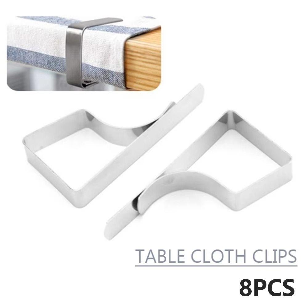 8Pcs Stainless Steel Tablecloth Clamps Anti-Slip Tablecloth Organizer Clip