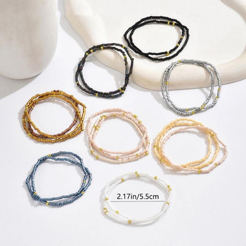 19 Pcs Fashion Bead Bracelet Set High Quality Glass Material Sturdy Shining for Individualized Style Expression and Parties