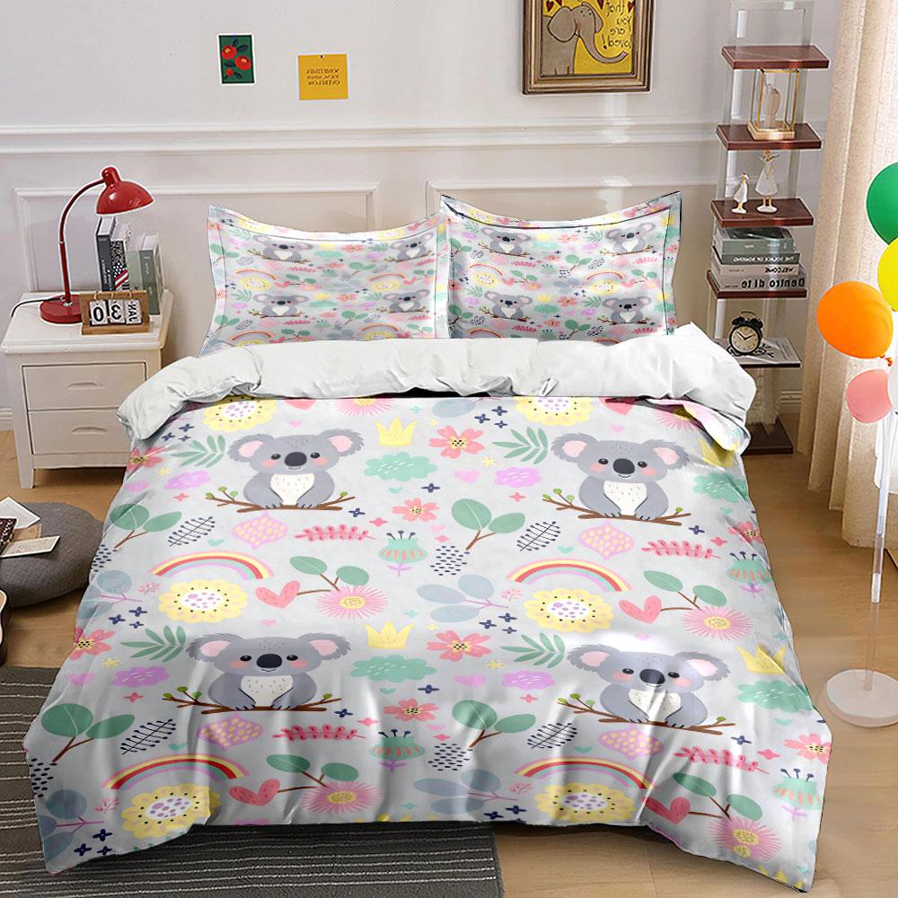 

Koalas, flowers, rainbows. Bedding sets Duvet cover sets Duvet covers Pillowcases(1 * Duvet Cover 2 * Pillowcases, without duvet insert) 135x200cm