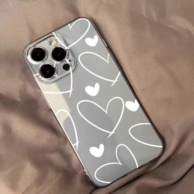 Custom White Heart iPhone Case for Models 12/11, 13, 15, 16 Pro, 17 Pro Max