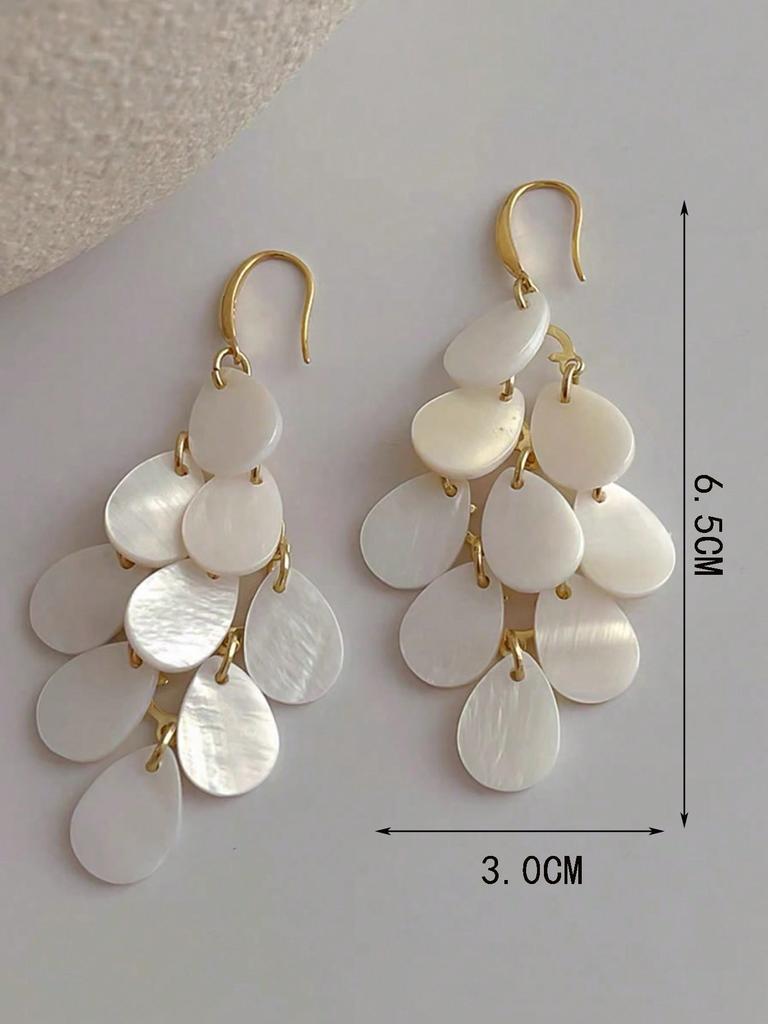 1 Pair Of Niche Design Shell Tassel Earrings, Retro High-End Temperament Earrings For Women