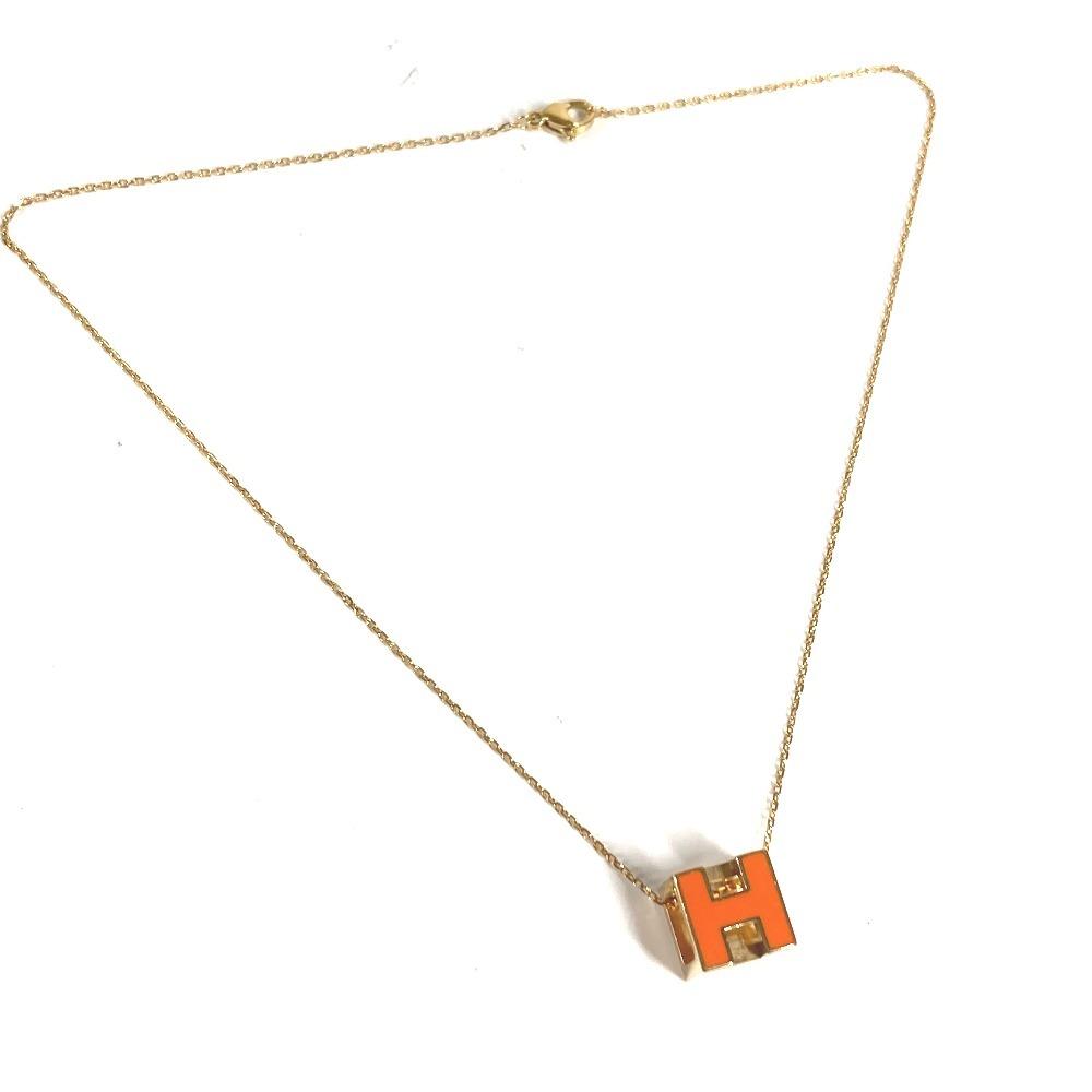 Hermes Accessories Cardue Ash H-cube H Logo Chain Necklace Metal Orange/Gold
