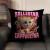 Itallan Brainrot Animal Cushion Cover Natural Linen Organic Fabric Double-Sided Printing Sofa Home Decor Gift Pillow Case