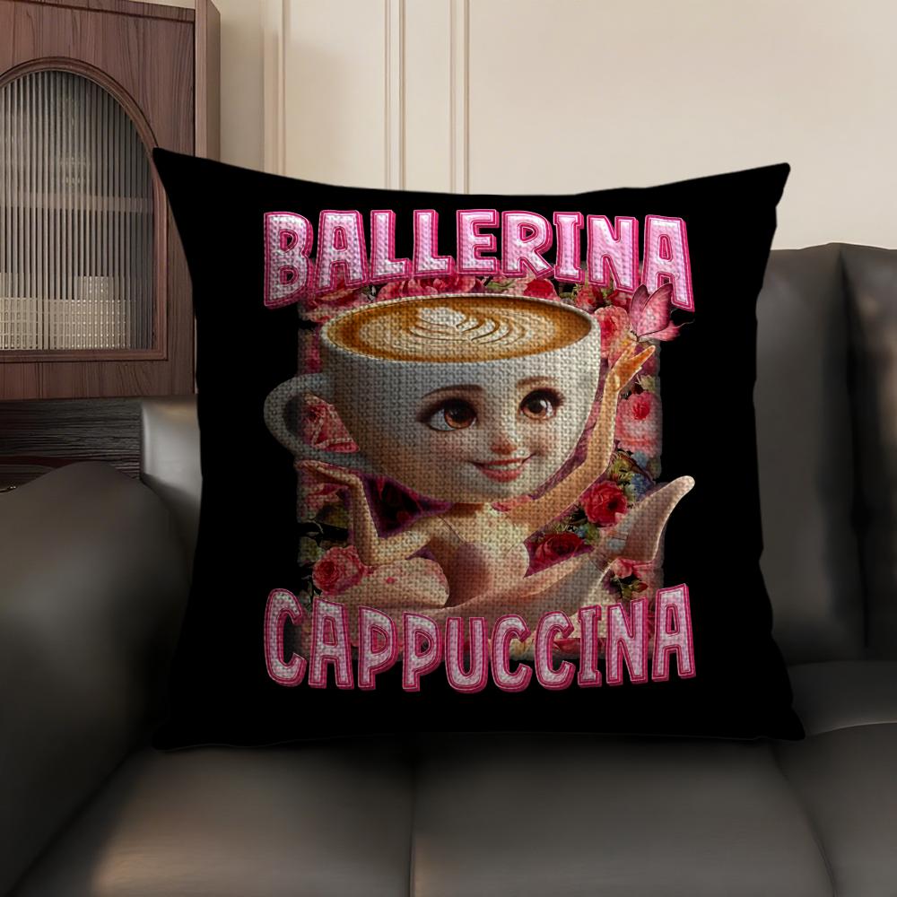 Itallan Brainrot Animal Cushion Cover Natural Linen Organic Fabric Double-Sided Printing Sofa Home Decor Gift Pillow Case