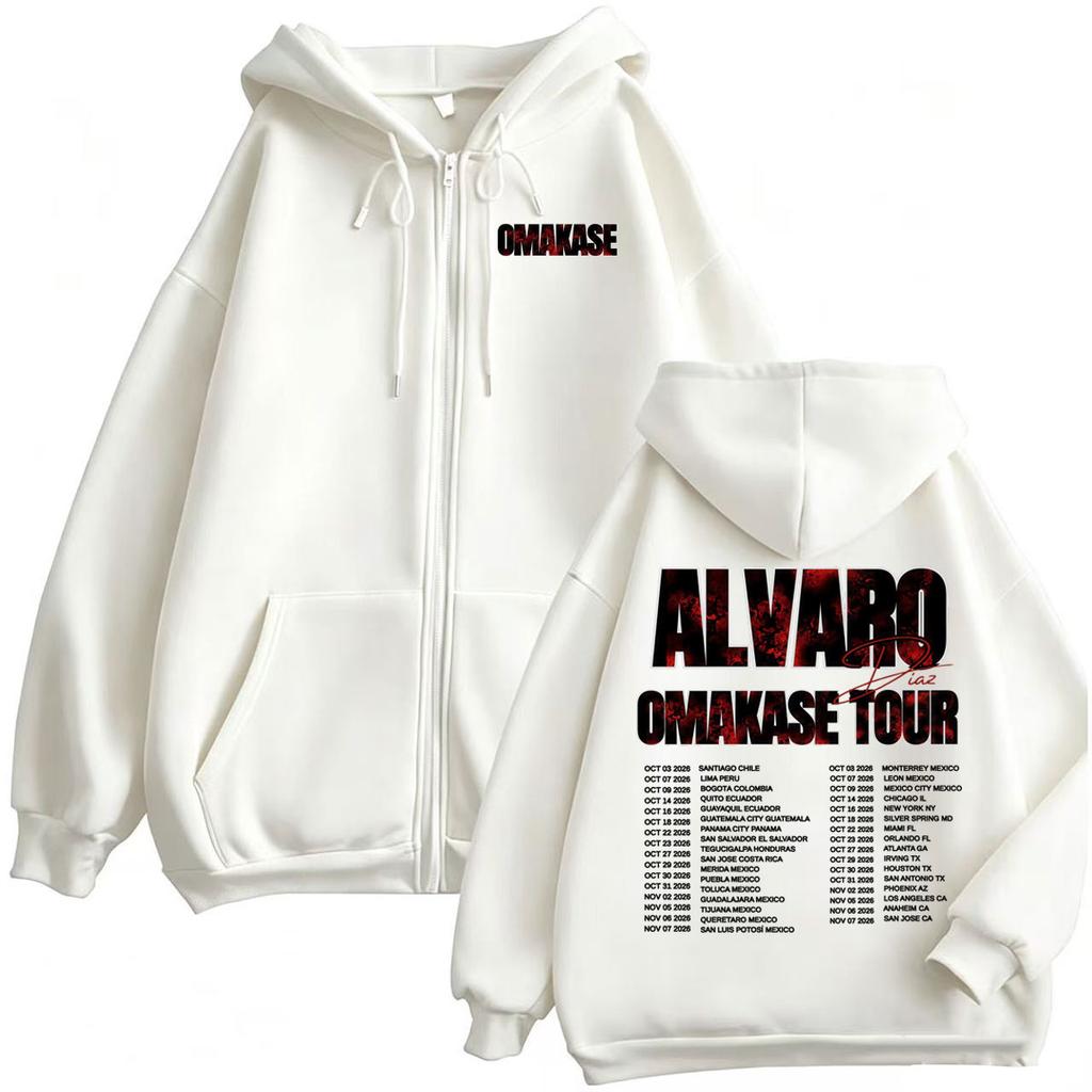 Alvaro Diaz Omakase Tour Merch Zip Up Hoodies Men Women Fashion Streetwear Sweatshirts Zipper Pullovers