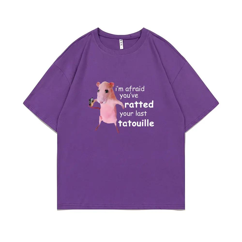 I'm Afraid You've Ratted Your Last Tatouille Graphic T-shirt Funny Pink Rat Print T Shirts Man Woman Fashion Oversized Tshirt