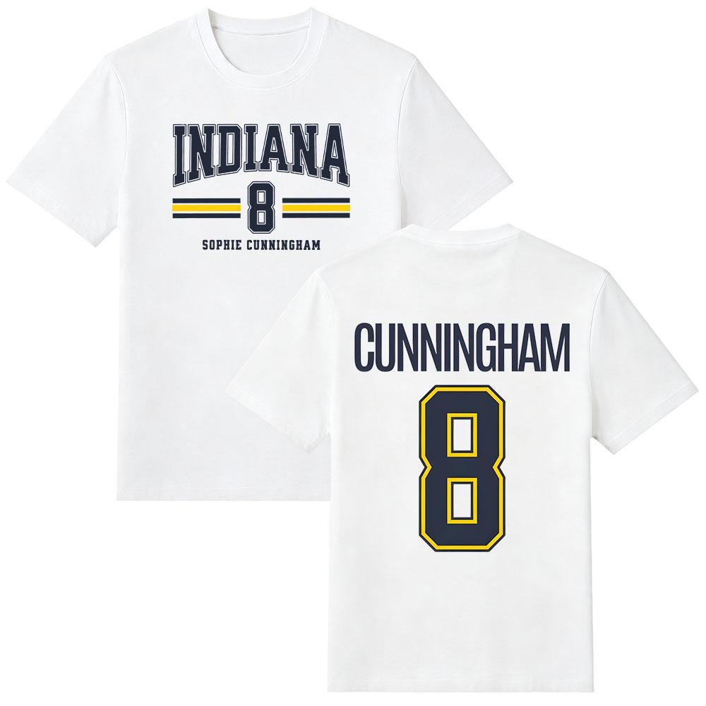 Sophie Cunningham #8 Indiana Basketbal T-shirt Zomer Heren Dames Retro Katoen Y2K Ronde Hals Casual Streetwear O-hals T-shirt Kleding