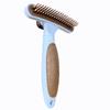 Dog Comb One-click Dog Brush Double Row Rake Combs for Dogs Hair Knot Cleaning Self Cleaning Dogs Rake Comb Pet Grooming Brush