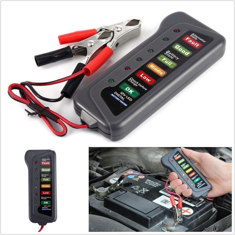 

12V Battery Alternator Test Tester Car Van Motorbike 6 LED Display Indicators