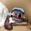 1 Pcs Fashion Bohemian Ethnic Style Women's Straw Woven Shoulder Messenger Bag Retro Casual Tassel Bucket Bag