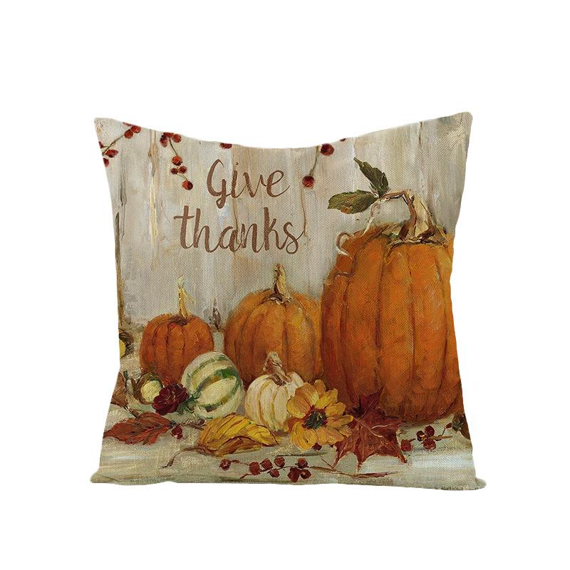 

Thanksgiving Cushion Cover Pumpkin Print Harvest Polyester Cushion Cover Office Sofa Cushion Cover 45 * 45Cm (excluding pillow core)