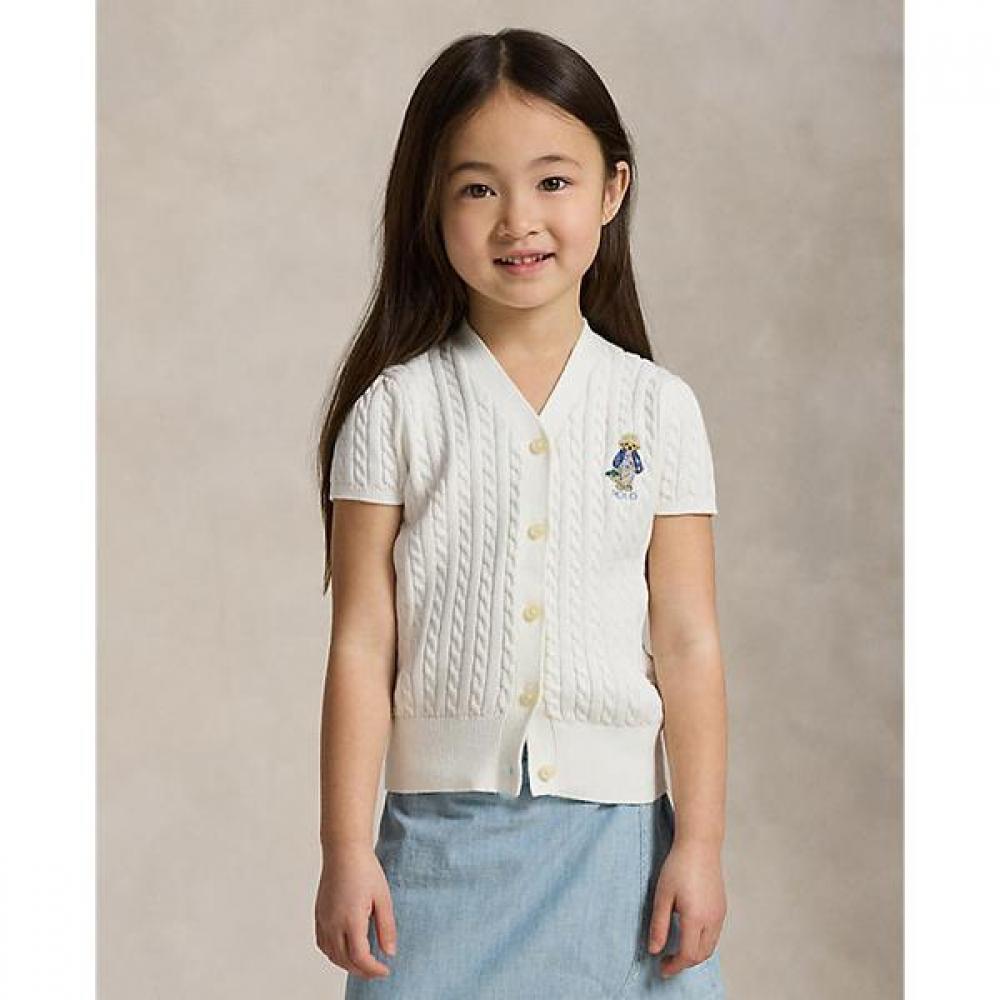 Polo Ralph Lauren Girls 2 6 Polo Bear Cable V Neck Cardigan 2