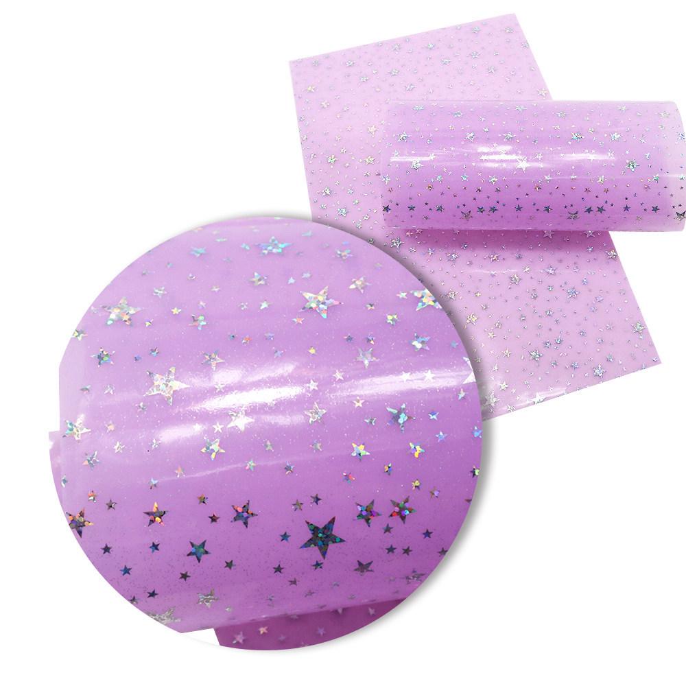 Iridescent Glitter Star Laser PVC Film - 0.5MM for Handbags, Backpacks, Shoes & Decorative Material