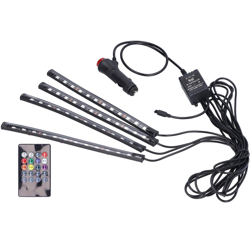Interior Car Light Color Remote Music Control RGB Light Source IP65 Waterproof 48 LEDs Plug and