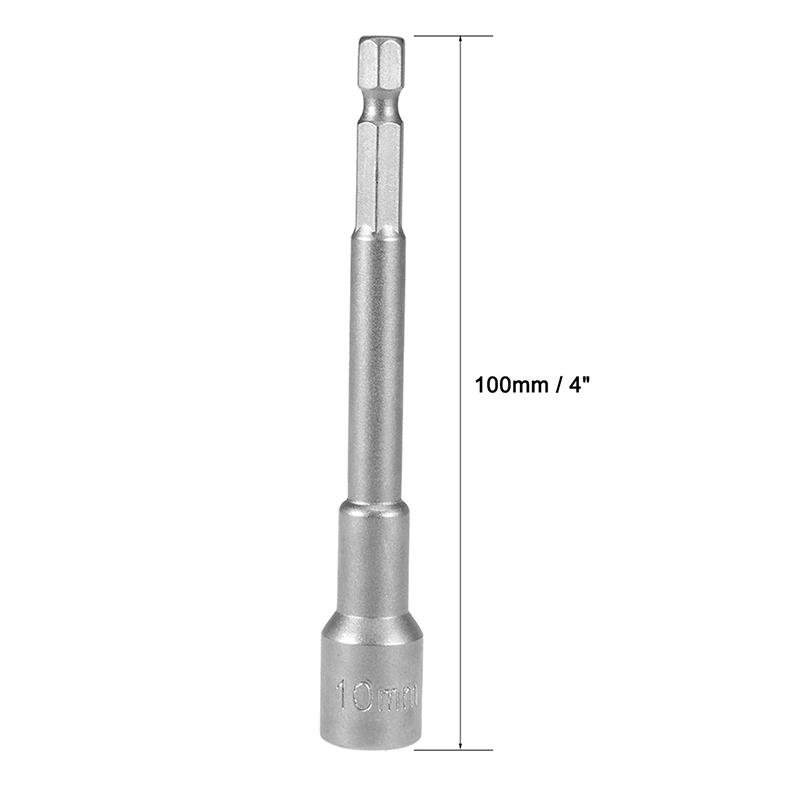 5Pcs 10mm Hex Sockets Non Magnetic Hex Shank Nut Sockets Driver Nut Driver 1/4" Quick Change Screwdriver Kit 100mm Length