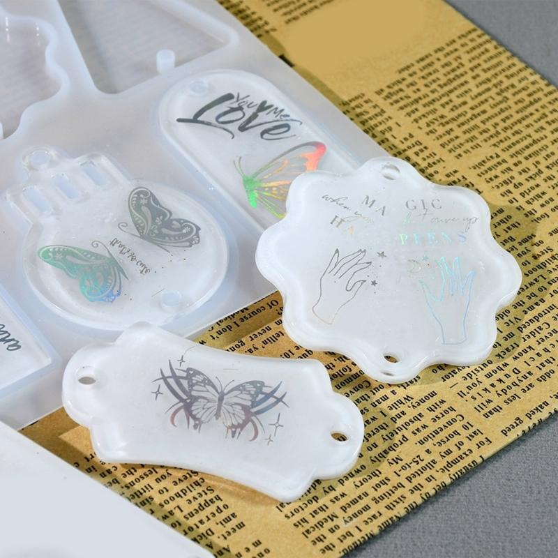 6 Cavities Pendant Silicone Molds for Pendant Earrings Necklace Keychain Mold Resin Molds Jewelry DIYs Casting Mold Craft