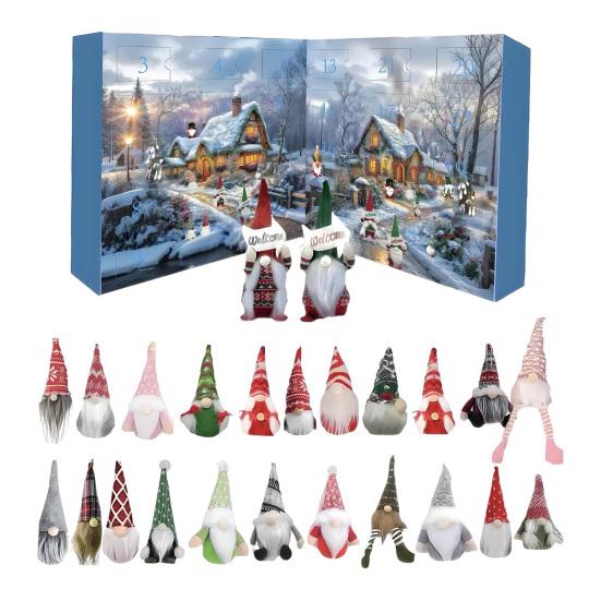 Gnome Advent Calendar 2025 24 Day Christmas Countdown Calendar with 24 Pcs Mini Gnomes Ornaments Collectible Dwarfs Figures for Holiday Home Decor