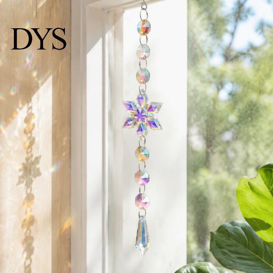 Decorative Balcony Suncatchers Faux Crystal Sun Catcher, Hanging Prism Suncatcher, Snowflake Rainbow Maker Pendant Decor for Home Window, Christmas