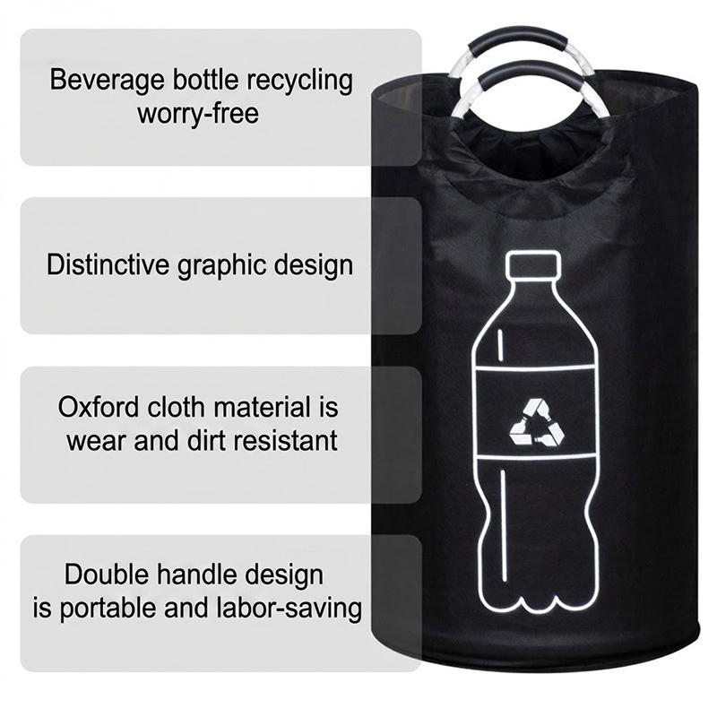 Foldable Oxford Plastic Bottle Recycling Bag Portable Beverage Bottle Collection Storage Basket Home Sorting Organizer