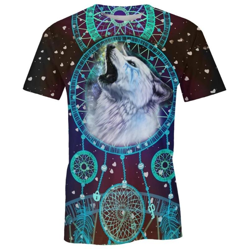 Men's 3D Printed T-Shirt Short Animal Wolf Print Sleeve O-Neck Pullover casual top