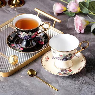 Meidaoye Jing Tasse à Café et Soucoupe en Porcelaine Fine Haut de Gamme Exquise Tasse Paire Haut de Gamme Service à Thé pour l'Heure du Thé