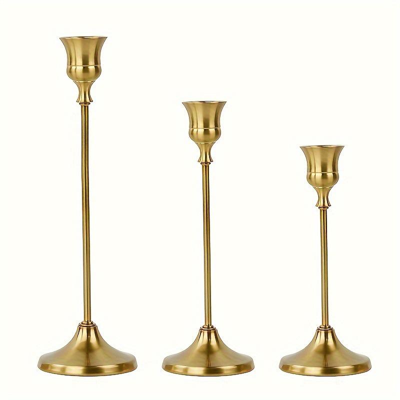 Set of 6 Elegant Bronze European Candle Holders for Romantic Tabletop Wedding and Dinner Decor