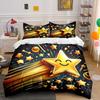 Golden Star Decoration Set Bedding Set with 1 Duvet Cover 2 Pillowcases Single Double King Queen, Gift