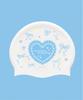 Sseombeli Ribbon Heart Silicone Swim Cap (Blue / White)