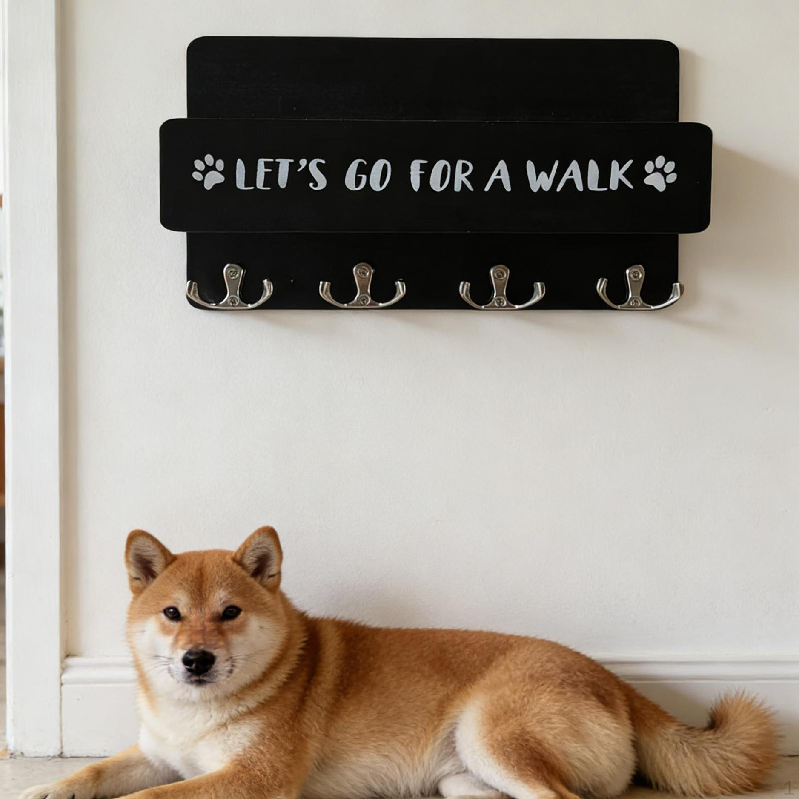 

Держатель для поводка собаки на вешалку-органайзер, элемент декора дома, минималистичный, с 4 крючками, настенный чёрный