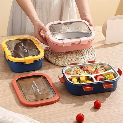 Easy To Clean 3 Compartment Container Stainless Steel Lunch Box Compartment Box