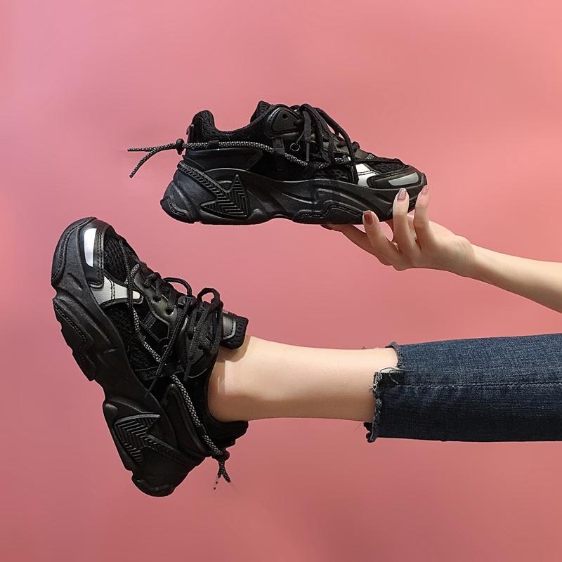 Robustní tenisky Dámské Platforma Reflexní Vysoce kvalitní Ležérní obuv Dámská Prodyšná Módní Všestranná Pár Obuv Plus Size