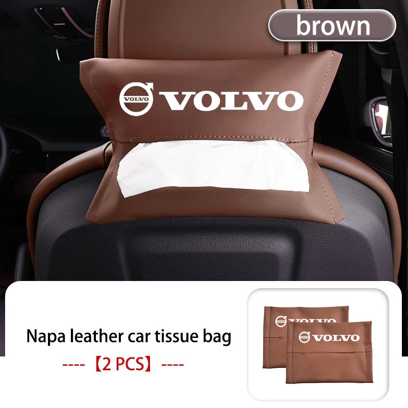 For Volvo Leather Car Tissue Box Hanging Headrest Handbag Paper Towel Box XC60 XC90 S60 S80 V60 C70 S40 C30 V90 V60 C40 XC40 V70 JL9