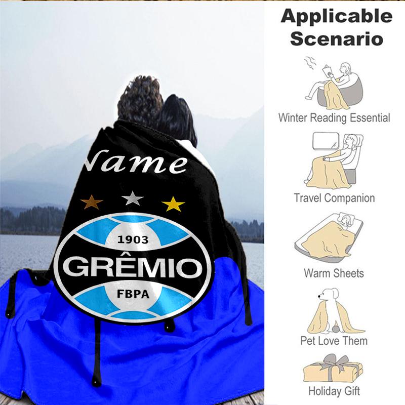 Custom Name Gremio FC Emblem Blanket Lightweight Ideal Bedding Blanket Perfect for Travel, Camping, Living Rooms, Sofas, Christmas gift