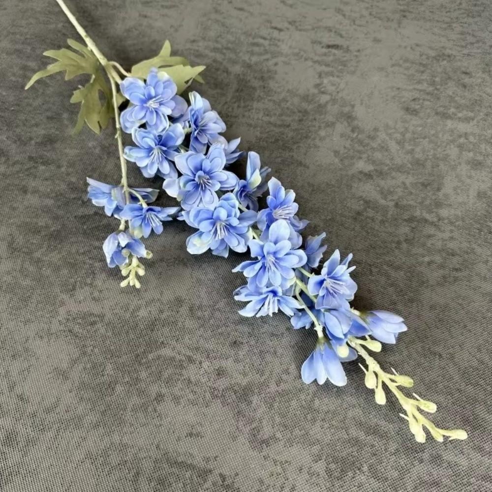 Large Size Artificial Flocked Delphinium Silk Fake Flowers Arrangement Wedding Decor