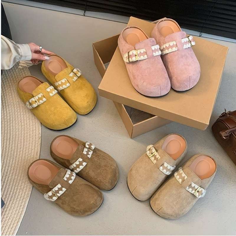 Platform Birkenstock Shoes Bag Head Half Slippers Women's Outer Wear 2025 New Spring and Summer One-pedal Ugly and Cute Boken Single Shoes Sandals
