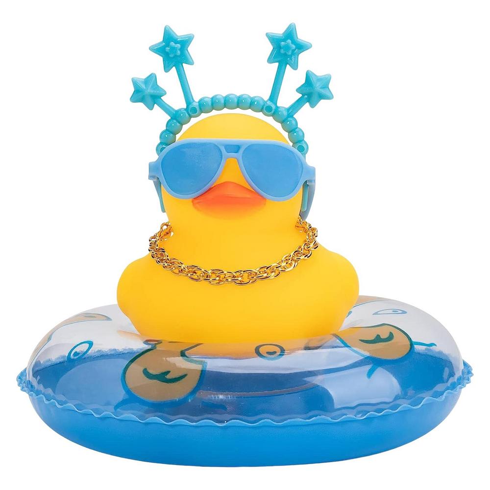 Cycling Accessories Bicycle Bell Duck Rubber Cute Duck Gold Chain Toy Cool Glasses Duck Car Dashboard Decor Motorcycle Riding