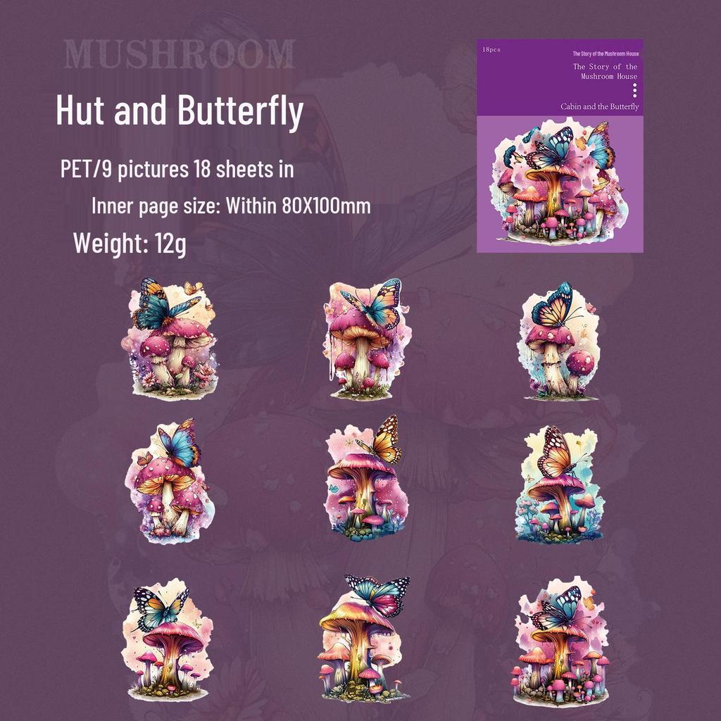 Dark Shadow Phantom Forest Theme Sticker Pack: Mushroom House Story Series - 18 Sheets of Scenery Stickers