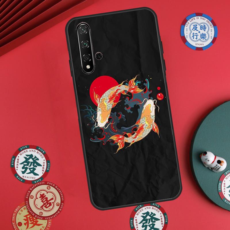 Chinese Koi Fishes For Huawei Nova Y60 Y70 Y90 Y72 Y73 Y61 Y91 7i 8i 11i 12i 12s 9 10 SE P20 P30 P40 Lite Case