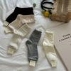 Shirring Lace Socks Mid-Tube Niche Simple Style Spring And Autumn New Product Stack Socks Solid Color Student Socks Casual