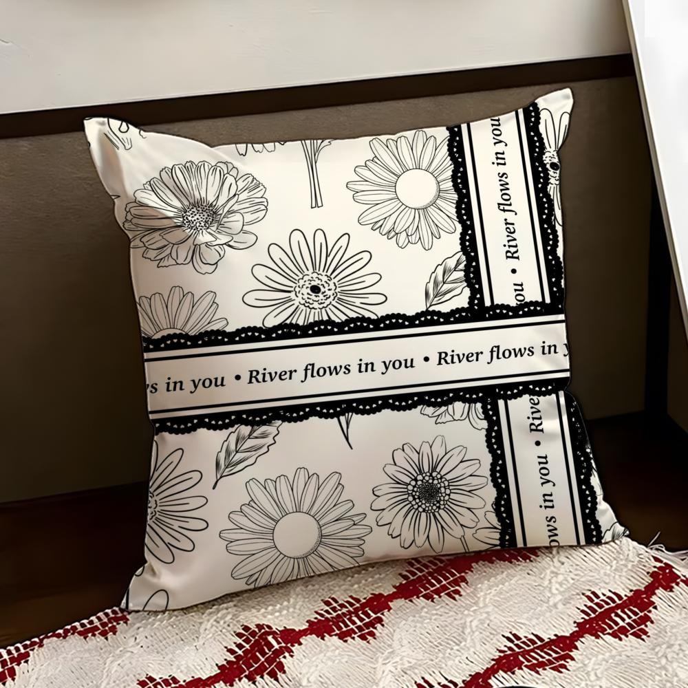 Beautiful Retro Flowers Cushion Cover Reversible Soft Durable Pillow Cover Home  Car MultiScene Use for Daily Comfort