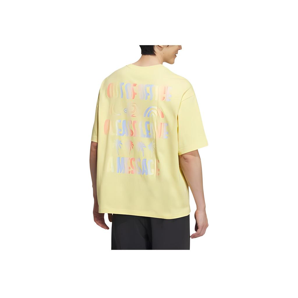 Adidas Neo Vibe Collective Tee Alphabet Print Loose Sport Short Sleeve T-Shirt Unisex Tops Sand-Brown IA6745